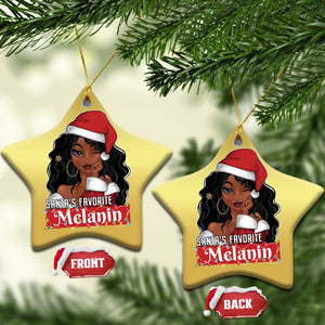 African American Xmas Christmas Ornament Santa's Favorite Melanin Santa Girl TS11 Star Gold Print Your Wear