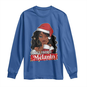 African American Christmas Long Sleeve Shirt Santa's Favorite Melanin Santa Girl TS11 Royal Blue Print Your Wear