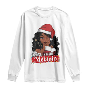 African American Christmas Long Sleeve Shirt Santa's Favorite Melanin Santa Girl TS11 White Print Your Wear