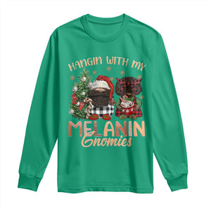 Funny African American Christmas Long Sleeve Shirt Hangin With My Melanin Gnomies Afro Gnomes TS11 Irish Green Print Your Wear