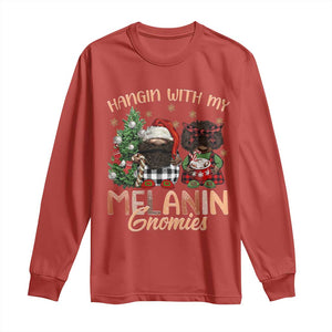 Funny African American Christmas Long Sleeve Shirt Hangin With My Melanin Gnomies Afro Gnomes TS11 Red Print Your Wear