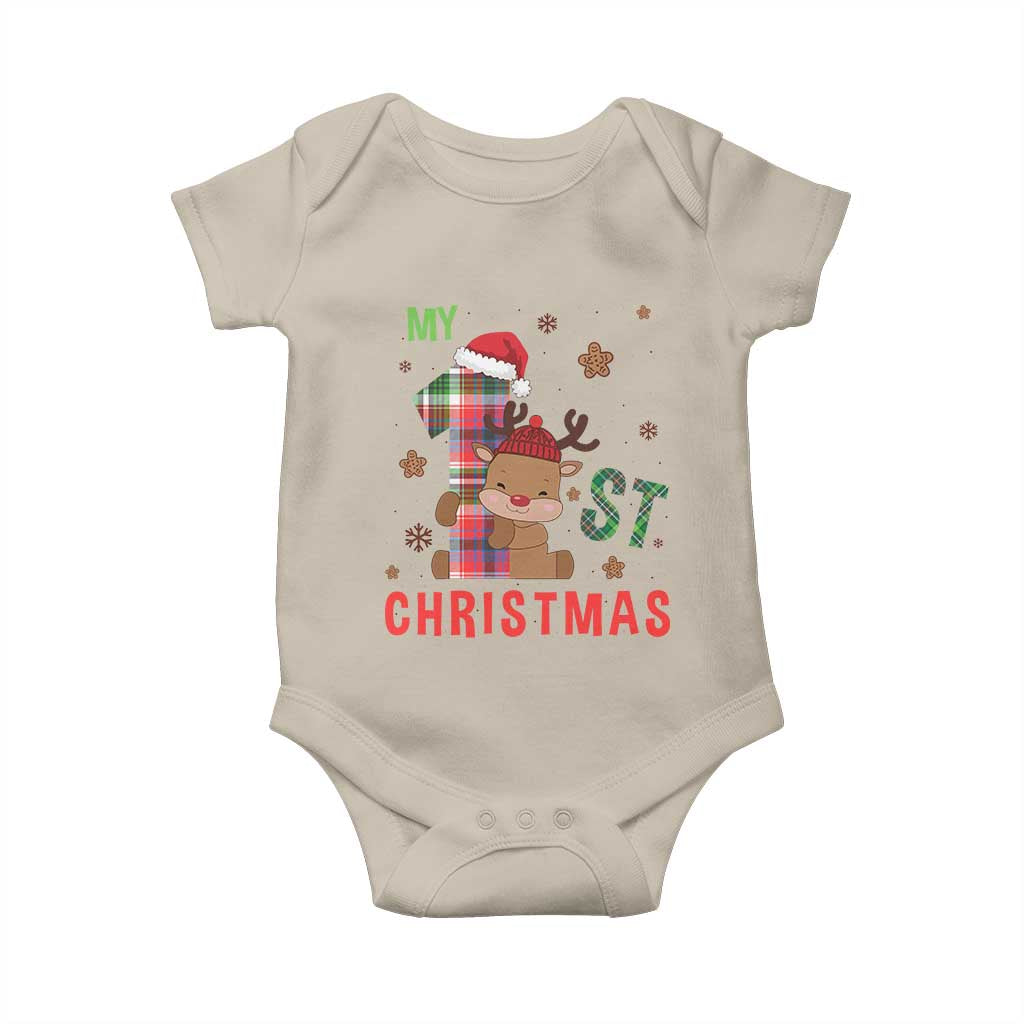 My First Christmas Cute Reindeer Santa Hat Baby Onesie TS11 Sand Print Your Wear