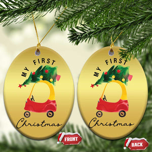 My First Xmas Christmas Ornament Toy Car Xmas Tree TS11 Oval Gold Print Your Wear