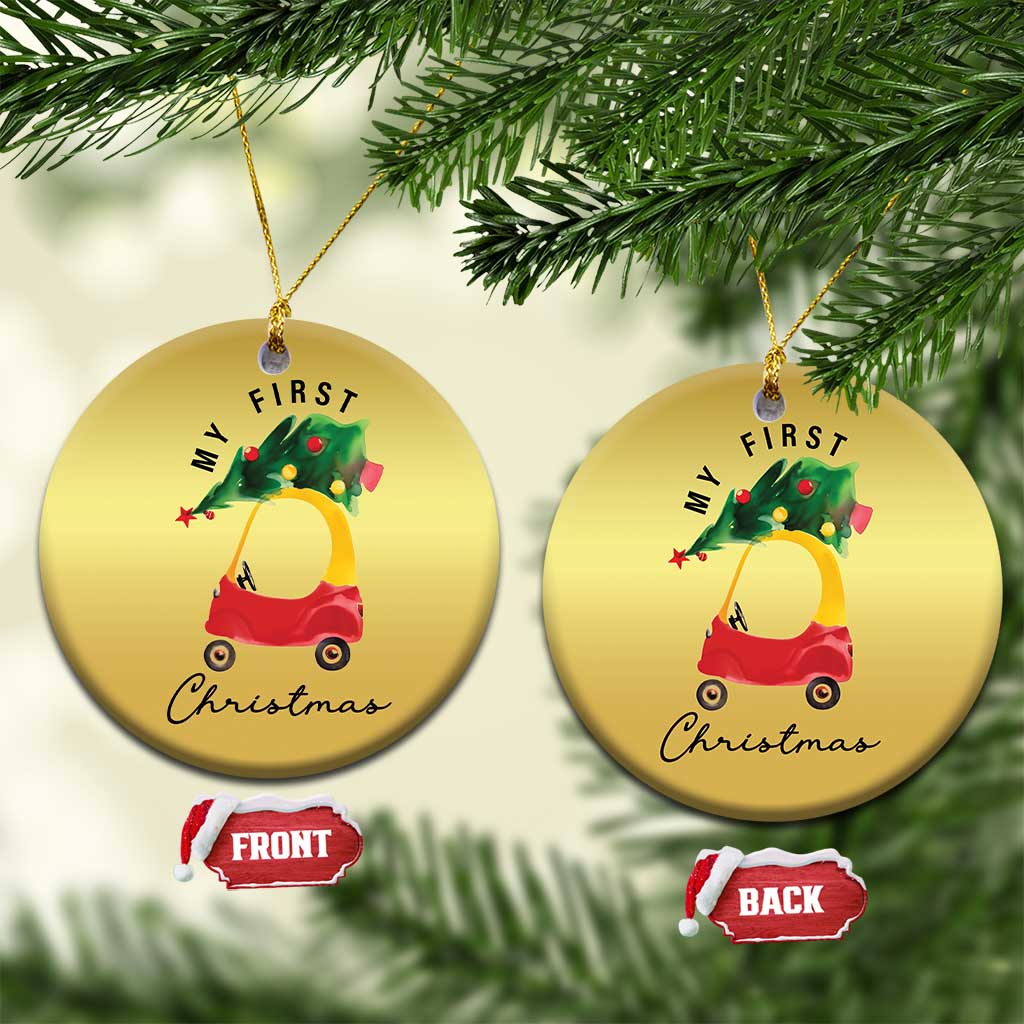 My First Xmas Christmas Ornament Toy Car Xmas Tree TS11 Circle Gold Print Your Wear