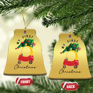 My First Xmas Christmas Ornament Toy Car Xmas Tree TS11 Bell Flake Gold Print Your Wear