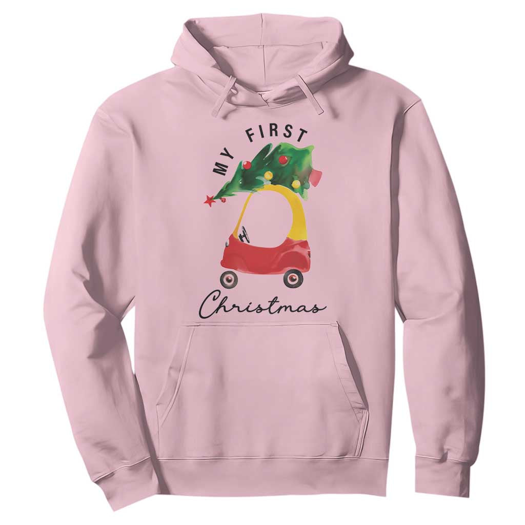 My First Christmas Hoodie Toy Car Xmas Tree TS11 Light Pink Print Your Wear