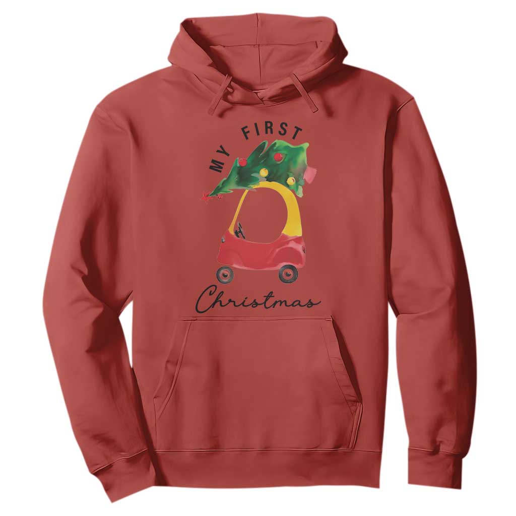 My First Christmas Hoodie Toy Car Xmas Tree TS11 Red Print Your Wear