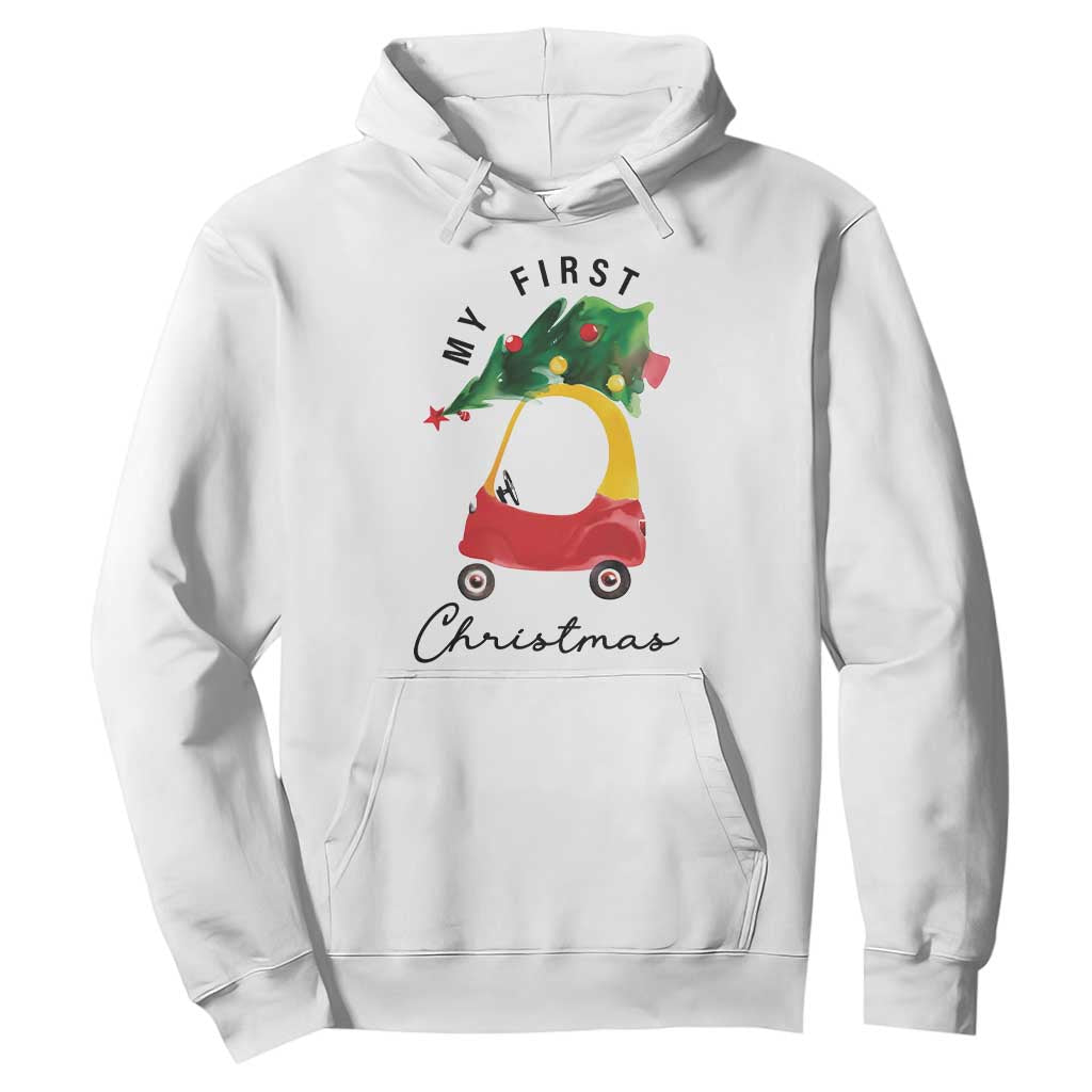 My First Christmas Hoodie Toy Car Xmas Tree TS11 White Print Your Wear