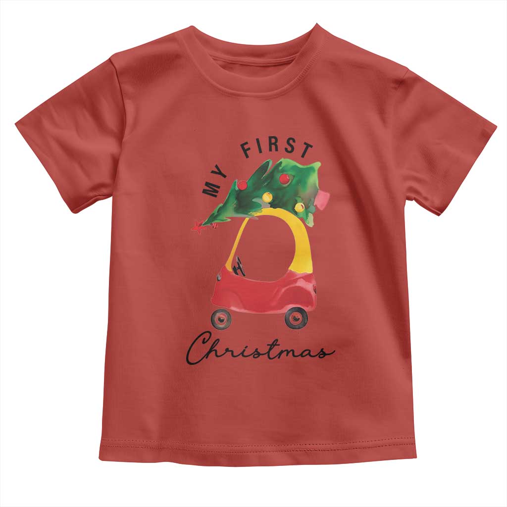 My First Christmas Toddler T Shirt Toy Car Xmas Tree TS11 Red Print Your Wear