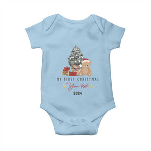 Personalized First Christmas Baby Onesie Custom Name Toys Xmas Tree TS11 Light Blue Print Your Wear