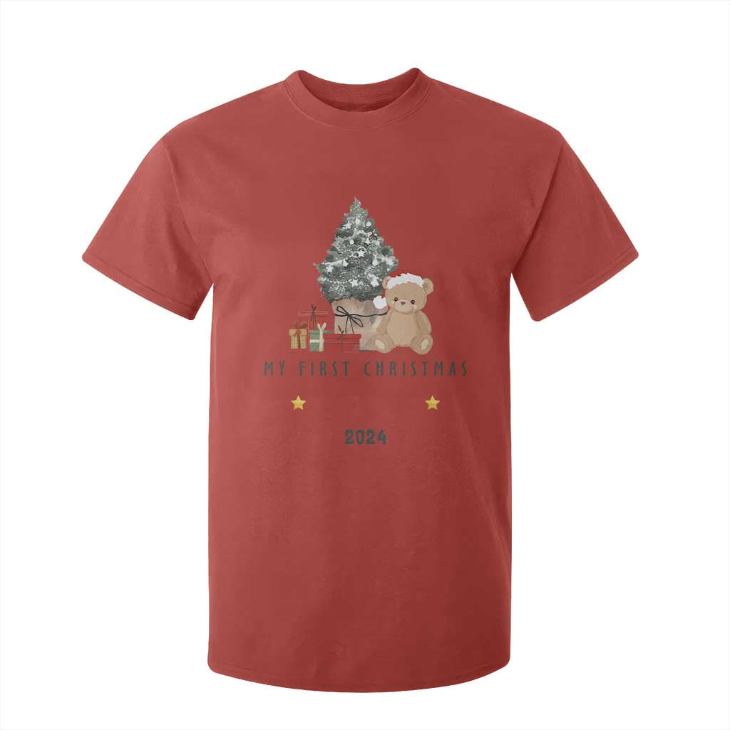 Personalized First Christmas T Shirt For Kid Custom Name Toys Xmas Tree TS11 Red Print Your Wear
