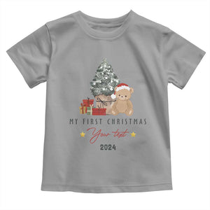 Personalized First Christmas Toddler T Shirt Custom Name Toys Xmas Tree TS11 Sport Gray Print Your Wear