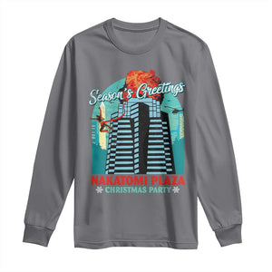 Christmas Nakatomi Plaza Long Sleeve Shirt Season's Greeting Christmas Party Hans Gruber TS11 Charcoal Print Your Wear