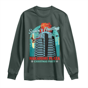 Christmas Nakatomi Plaza Long Sleeve Shirt Season's Greeting Christmas Party Hans Gruber TS11 Dark Forest Green Print Your Wear