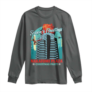 Christmas Nakatomi Plaza Long Sleeve Shirt Season's Greeting Christmas Party Hans Gruber TS11 Dark Heather Print Your Wear