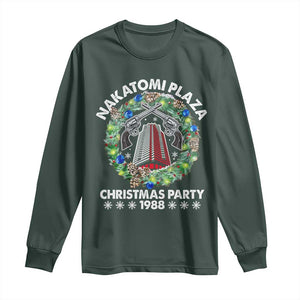 Christmas Nakatomi Plaza Long Sleeve Shirt Christmas Party 1988 Xmas Wreath TS11 Dark Forest Green Print Your Wear