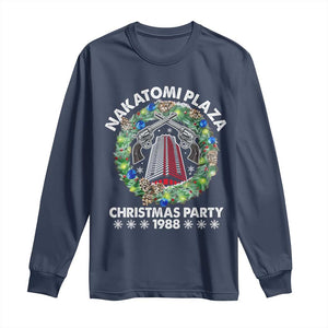 Christmas Nakatomi Plaza Long Sleeve Shirt Christmas Party 1988 Xmas Wreath TS11 Navy Print Your Wear