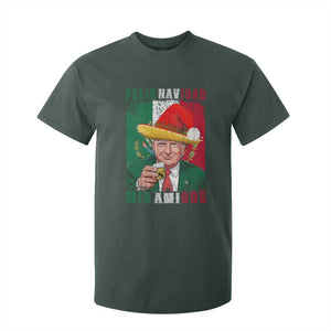 Christmas In Mexico Trump T Shirt For Kid Feliz Navidad Mis Amigos Santa Trump Tequila Shot TS11 Dark Forest Green Print Your Wear