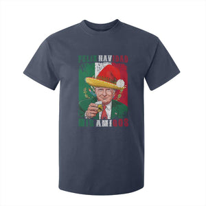 Christmas In Mexico Trump T Shirt For Kid Feliz Navidad Mis Amigos Santa Trump Tequila Shot TS11 Navy Print Your Wear