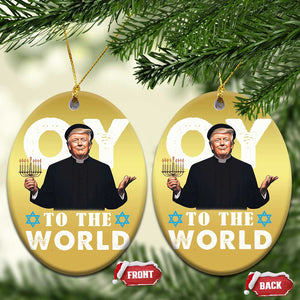 Funny Oy To The World Hanukkah Trump Christmas Ornament Menorah David Stars Chanukah Jewish TS11 Oval Gold Print Your Wear