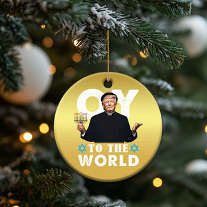 Funny Oy To The World Hanukkah Trump Christmas Ornament Menorah David Stars Chanukah Jewish TS11 Print Your Wear