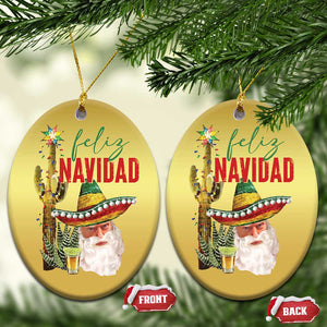 Funny Trump Mexico Xmas Christmas Ornament Feliz Navidad Santa Sombrero Xmas Cactus TS11 Oval Gold Print Your Wear