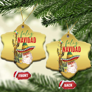 Funny Trump Mexico Xmas Christmas Ornament Feliz Navidad Santa Sombrero Xmas Cactus TS11 Snow Flake Gold Print Your Wear