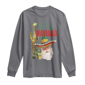 Funny Trump Mexico Christmas Long Sleeve Shirt Feliz Navidad Santa Sombrero Xmas Cactus TS11 Charcoal Print Your Wear