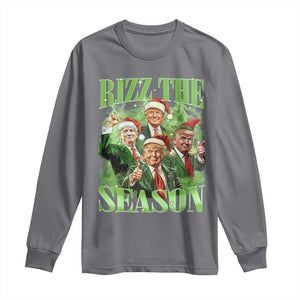 Funny Trump Christmas Long Sleeve Shirt Rizz The Season Santa Trump Elf 47th US President TS11 Charcoal Print Your Wear