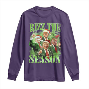 Funny Trump Christmas Long Sleeve Shirt Rizz The Season Santa Trump Elf 47th US President TS11 Purple Print Your Wear