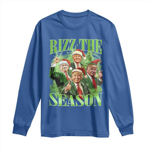 Funny Trump Christmas Long Sleeve Shirt Rizz The Season Santa Trump Elf 47th US President TS11 Royal Blue Print Your Wear