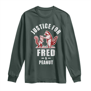 Justice For Fred And Peanut Long Sleeve Shirt Racoon Squirrel TS11 Dark Forest Green Print Your Wear