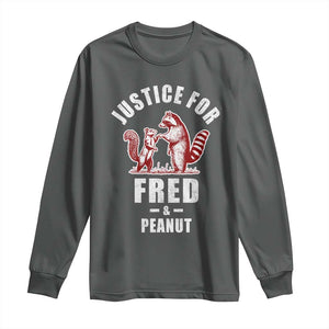 Justice For Fred And Peanut Long Sleeve Shirt Racoon Squirrel TS11 Dark Heather Print Your Wear