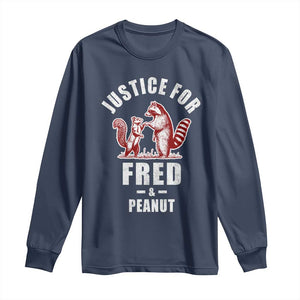 Justice For Fred And Peanut Long Sleeve Shirt Racoon Squirrel TS11 Navy Print Your Wear