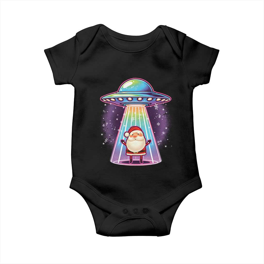 Funny Christmas Santa Alien Neon UFO Baby Onesie TS11 Black Print Your Wear