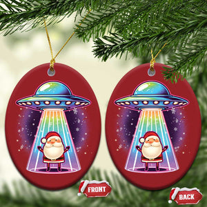 Funny Xmas Santa Alien Neon UFO Christmas Ornament TS11 Oval Red Print Your Wear