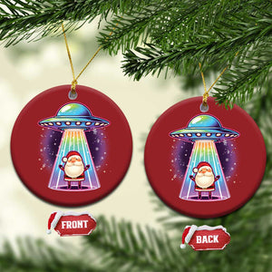 Funny Xmas Santa Alien Neon UFO Christmas Ornament TS11 Circle Red Print Your Wear