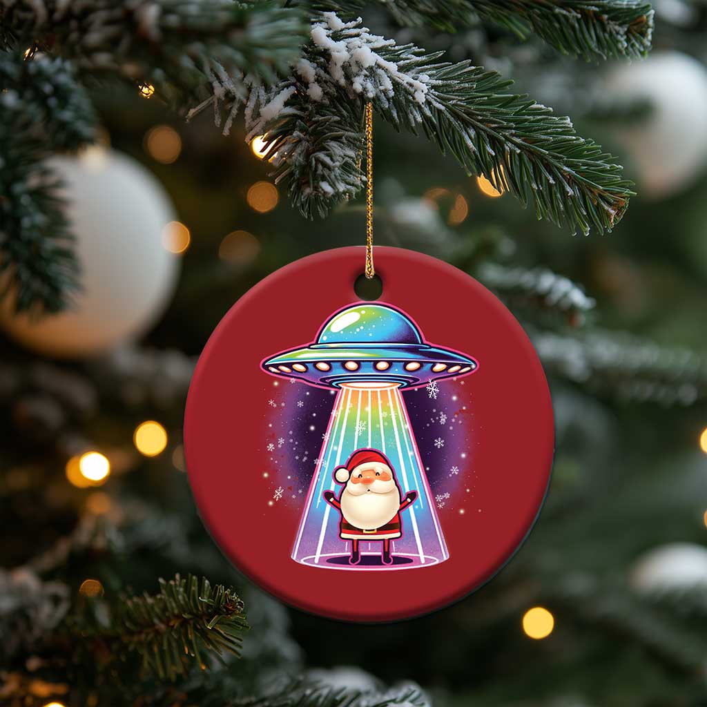 Funny Xmas Santa Alien Neon UFO Christmas Ornament TS11 Print Your Wear