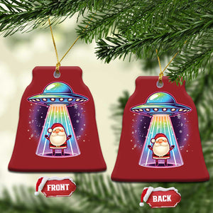 Funny Xmas Santa Alien Neon UFO Christmas Ornament TS11 Bell Flake Red Print Your Wear