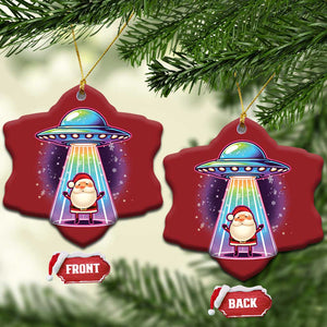 Funny Xmas Santa Alien Neon UFO Christmas Ornament TS11 Snow Flake Red Print Your Wear