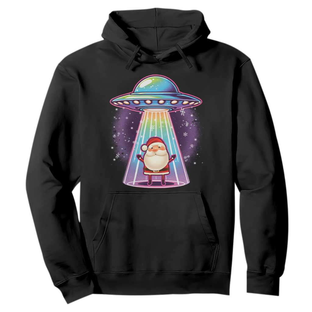 Funny Christmas Santa Alien Neon UFO Hoodie TS11 Black Print Your Wear