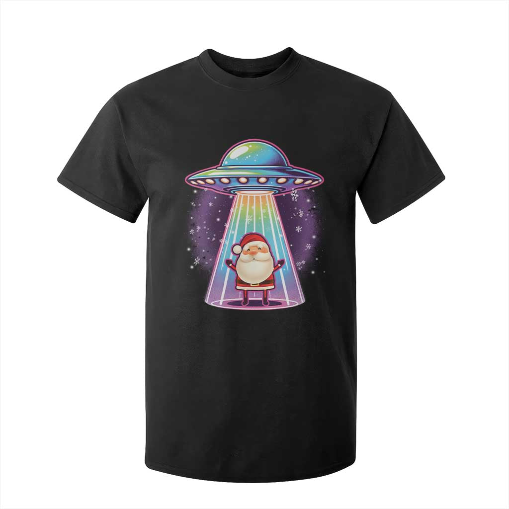 Funny Christmas Santa Alien Neon UFO T Shirt For Kid TS11 Black Print Your Wear