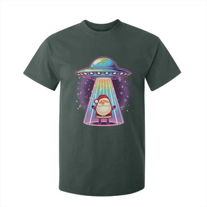 Funny Christmas Santa Alien Neon UFO T Shirt For Kid TS11 Dark Forest Green Print Your Wear