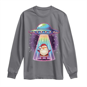 Funny Christmas Santa Alien Neon UFO Long Sleeve Shirt TS11 Charcoal Print Your Wear