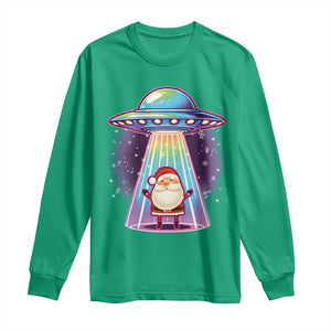 Funny Christmas Santa Alien Neon UFO Long Sleeve Shirt TS11 Irish Green Print Your Wear