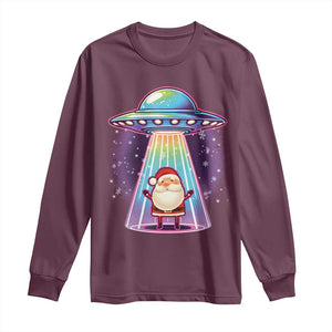 Funny Christmas Santa Alien Neon UFO Long Sleeve Shirt TS11 Maroon Print Your Wear