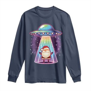 Funny Christmas Santa Alien Neon UFO Long Sleeve Shirt TS11 Navy Print Your Wear