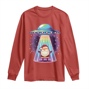 Funny Christmas Santa Alien Neon UFO Long Sleeve Shirt TS11 Red Print Your Wear