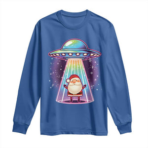 Funny Christmas Santa Alien Neon UFO Long Sleeve Shirt TS11 Royal Blue Print Your Wear