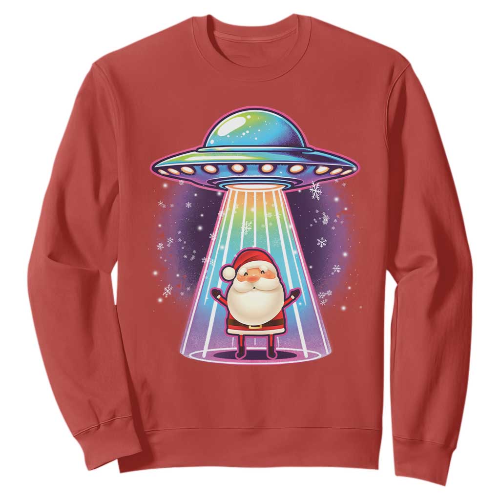Funny Christmas Santa Alien Neon UFO Sweatshirt TS11 Red Print Your Wear